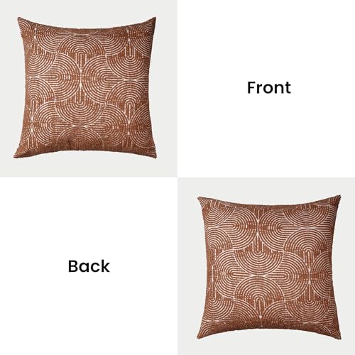 AELS Boho Decorative Textured Throw Pillow Covers 24x24, Modern Mid Century Rainbow Tufted Pillow Case, Farmhouse Rustic Geometric Woven Cushion Case for Bed Couch Sofa, Burnt Orange - color: Burnt Orange, size: 24" x 24" (Pack of 2)