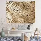 SHRAPHY Aztec Mayan Tapestry, Ancient Civilization History Calendar View Blanket Wall Hanging, Mandala Home Decor Art for Bedroom Living Room Dorm Office 80x60Inches