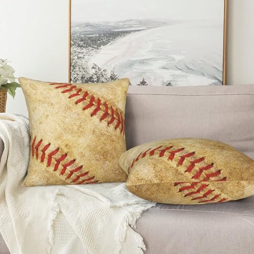 Baseball Throw Pillow Covers 18 X 18 Inch Set of 2 Pillow Cases Decoration Cushion Cover for Sofa Bedroom Living Room Outdoor - color: Baseball