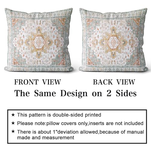 Snycler Light Green Boho Throw Pillow Covers Set of 2 Monaco Rug Carpet Double Sided Pattern Cotton Soft Pillow Case Cushion Cover Pillowcase for Garden Couch Sofa Bed Decorative 20x20 inch - color: Light Green, size: 20" x 20" (Pack of 2)