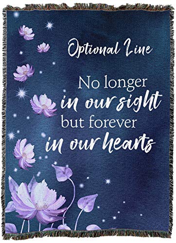 Pure Country Weavers No Longer in Our Sight But Forever in Our Hearts Blanket - Personalized - Custom Sympathy Bereavement Gift Tapestry Throw Woven from Cotton - Made in the USA (72x54) - color: Hearts Flowers, size: Customize