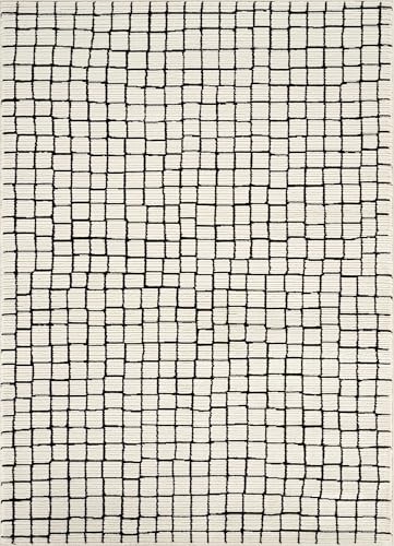 Abani Neutral Collection Cream Area Rug 5' x 8' for Living Room, Bedroom, Dining Room - Modern Design - Durable & Easy to Clean - color: Squares, size: 5' x 8' (Rectangular)