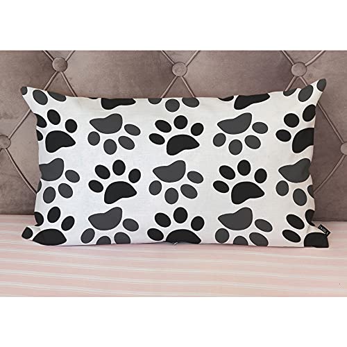 EKOBLA Cute Dog Paw Decorative Square Throw Pillow Covers Animal Footprint Wildlife Cotton Linen Cushion Case for Sofa Couch 12x20 Inches Men Women Boys Girls - color: Multi-bs15, size: 20" x 12" (Pack of 1)