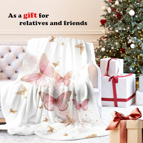 Pink Butterfly Throw Blanket for Couch, Butterfly Room Decor for Girls, Watercolor Butterflies Aesthetic Throw Blanket for Girls Bedroom Living Room Home Decoration, 50x60 Inches - color: Color_9