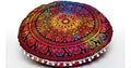 CRAFT KALA 32" Large Round Bohemian Floor Pillow Cover Boho Pouf Cover Mandala Meditation Room Pillows Cover Adults Seating Poufs Cushion Cover for Kids Reading Playroom Multi Elephant - color: Multi Elephant