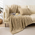 YUSOKI Sherpa Twin XL Blanket-3D Stylish Design Super Soft Fuzzy Cozy Warm Blanket Thick Plush Fluffy Furry Blankets for Teen Girls Women Couch Bed Sofa Chair Men Boys Gift(Tan,65"x90") - color: Tan-(without Pillows), size: Twin XL (65" x 90")