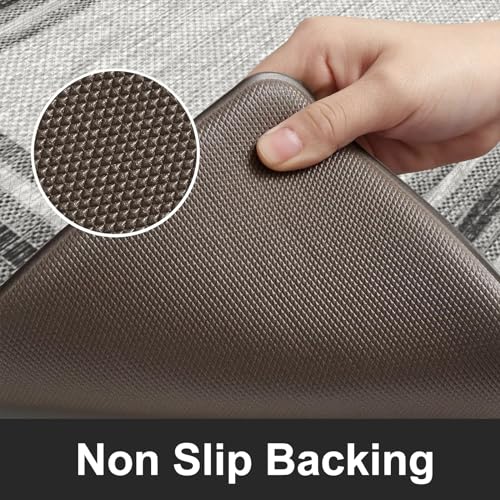 KIMODE Anti Fatigue Kitchen Mats for Floor 2 Piece,17"x47"+17"x29" Farmhouse Kitchen Rugs Non Slip Rubber Backing,Waterproof Cushioned Standing Mat for Home Decor,Office,Laundry Room,Sink,Desk,Grey - color: Grey, size: 17.3" x 47 "+ 17.3" x 29 "--0.47 inc