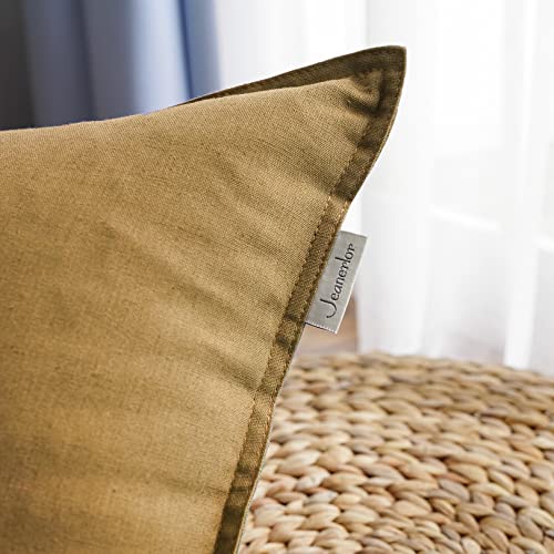 Jeanerlor Cotton Linen Decorative 12"x20" Lumbar Throw Pillow Case Cushion Cover with Twin Needles Stitch on Edge,for Wedding/Party/Gift/Car (30 x 50cm), Earth Yellow - color: Earth Yellow, size: 20" x 12" (Pack of 1)