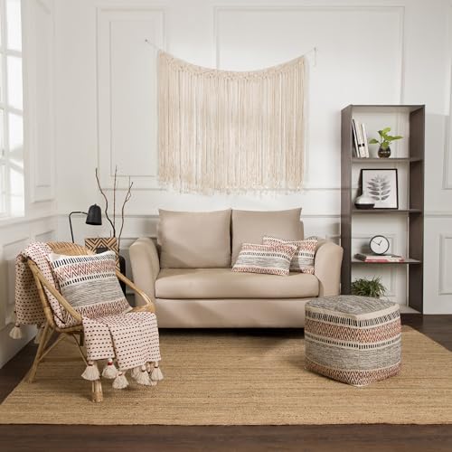 · REDEARTH · Boho Textured Throw Pillow Cushion Covers - Lumbar Woven Tufted Decorative Farmhouse Cases Set for Couch, Sofa, Bed, Chair, Dining, Covered Patio; 100% Cotton (12"x20", Multi) Pack of 2 - color: Multicolor, size: 12" x 20" (Pack of 2)