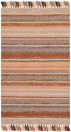 SAFAVIEH Montauk Collection Accent Rug - 3' x 5', Brown & Multi, Handmade Boho Stripe Fringe Cotton, Ideal for High Traffic Areas in Entryway, Living Room, Bedroom (MTK901H) - color: Brown/Multi, size: 3' x 5' (Rectangular)