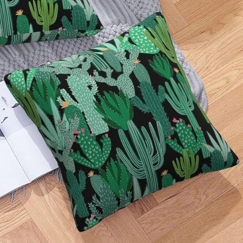 Green Cactus Throw Pillow Covers 20x20 Inch Set of 2, Watercolor Cactus Plants and Orange Flowers Pillow Cover Summer Pillowcase Decorative Cushion Covers for Sofa Couch Living Room - color: Green, size: 20" x 20" (Pack of 2)