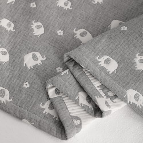 NTBAY 3 Layer Muslin Cotton Toddler Blanket, Jacquard Reversible Nursery Bed Blanket, Super Soft and Thermal for All Seasons, Decoration Gift, 30"x40", Dark Grey Elephant - color: Dark Grey Elephant, size: 30x40 Inch (Pack of 1)