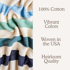 Blue Ridge Striped Afghan Throw Blanket | Thick & Cozy | Cotton USA Made (73x48) - color: Blue Ridge