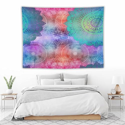 HZOHNAGO Mandala Tapestry Abstract Colored Geometry Pattern Printed Wall Tapestry Watercolor Abstract Wall Hanging for Bedroom Living Room Dorm 80" W x 60" H - color: Style-6, size: 80"L x 60"W