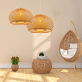 Arturesthome 1 Light Weaving Bamboo Pendant Light for Kitchen Island,17.6" Wicker Chandelier,Handmade Woven Hanging Ceiling Light for Living Room Bedroom - size: A 17.6"*11.7"
