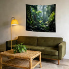 QGHOT Jungle Tapestry Wall Hanging Tropical Rainforest Backdrop Green Palm Leaves Tapestry Extra Large Forest Wall Art for Bedroom Living Room Office Deco 51.2" L x 59.1" W - size: 51.2"L x 59.1"W