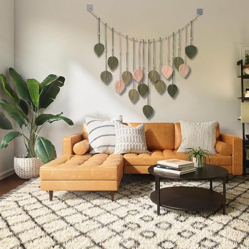 Winmist Glimpse Large Boho Macrame Wall Hanging-Leaf Tapestry Decor for Bedroom,Handcrafted Green Nature-Inspired Wall Art,Refreshing Space Background