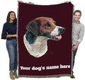 Pure Country Weavers English Foxhound Dog Personalized Woven Blanket Red by Robert May - Gift Cotton Tapestry Throw - Made in The USA - 72" x 54" - color: Red, size: 72" x 54" - Custom