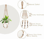 1 Pack Macrame Plant Hanger,Hanging Plant Holder, Boho Home Decor Hanging Basket with Wood Beads,Hanging Planters for Indoor Plants,Plant Hanger Indoor 43" Brown (POTS NOT Included)