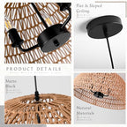 24" Brown Woven Pendant Light Boho Chandelier Dome Rustic Farmhouse Chandelier Wicker Pendant Light Rattan Light Fixture for Dining Room Living Room Bedroom Kitchen Island Foyer(Bulb Incl) - color: 24" Natural