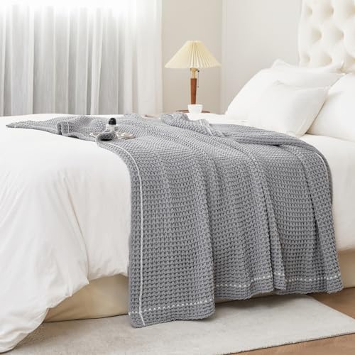 WESHIONGOO Throw Blanket for Couch Soft Knit Throw Blanket with Chenille Yarn Non-Shedding, Chenille Blanket for Living Room Bed Sofa (Grey, 50"*60") - color: Grey