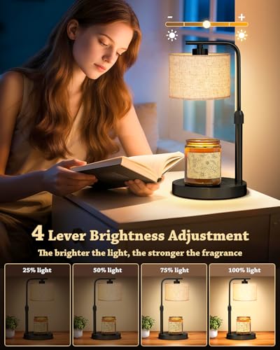 Candle Warmer Lamp with Timer Dimmer, Height Adjustable Modern Farmhouse Candle Warmer, Electric Candle Lamp Warmer with 2 Bulbs, Birthday Gifts for Women Mom, Gift for Home Decor - color: Black-upgraded