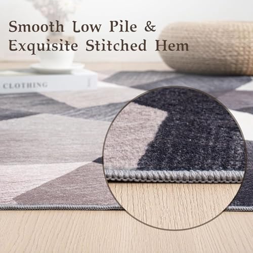 HOMFINE Washable Modern Area Rug - Geometric Style 9x12 Rugs for Living Room, Bedroom, Machine Washable Rug Soft Non Slip Non Shedding Area Rug - Green, 9'x12' - color: Green, size: 9' x 12' (Rectangular)