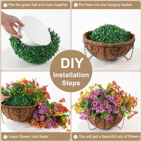 ZFProcess Artificial Faux Hanging Plants Flowers Basket for Spring Summer Outdoor Decoration, Fake Silk Daisy in Planter Realistic UV Resistant Look Real for Porch Home Patio Balcony Yard(Multicolor) - color: Multi Color