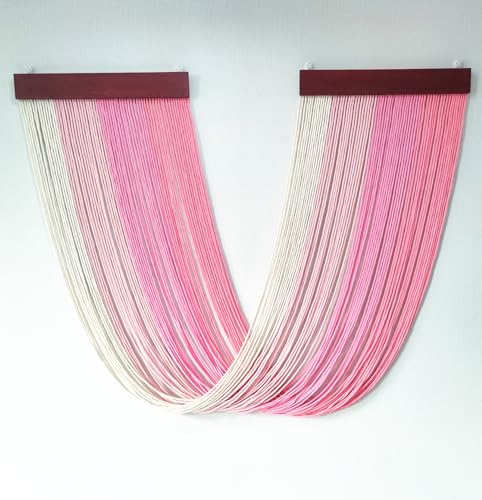 Tie-Dye Macrame Wall Hanging Large 46" Wx36 L Dip Dye Yarn Tapestry Home Boho Wall Decor Ombre Art Headboard Bedroom Living Room Apartment,Pink - color: Pink