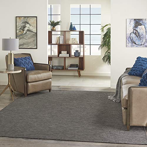 Nourison Home Positano Charcoal 2'2" x 12' Area Rug - Easy Clean, Non Shedding, Bed Room, Living Room, Dining Room, Kitchen (12' Runner) - color: Charcoal, size: 2'2" x 12' (Runner)