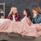 Buryeah 12 Pcs Flannel Throw Blanket Bulk 50 x 60 in Sleepover Blanket Outdoor Wedding Throw Lightweight, Oeko-tex Standard 100 Certified for Sofa Homeless Gifts (Pastel Pink) - color: Pastel Pink