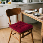 ELFJOY 4 Pack Chair Cushions for Dining Chairs Chair Pads Cushion for Kitchen Office Tufted Square Seat Cushion with Ties (16" Burgundy Velvet) - color: Burgundy Velvet