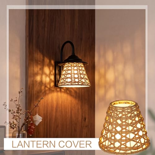 6 Pack Small Rattan Clip on Lamp Shade 4" Top x 6" Bottom x 5" High Boho Shades Natural Rattan Replacement Light Covers Woven Lampshade for Floor Lamps Pendant Light Chandelier Wall Sconces