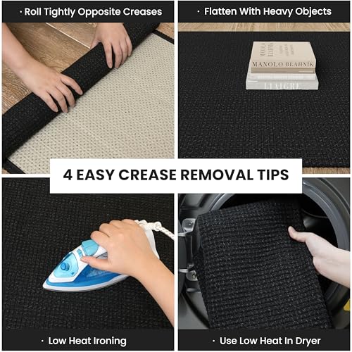 IOHOUZE Washable Runner Rug 2x5 Non Slip Runners for Hallways Entryway Runner Indoor, Kitchen Throw Rug Woven Cotton Floor Carpet for Hall Entrance Bedroom, Black/Grey - color: Black/Grey, size: 2' x 5' (Runner)