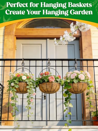 ANPHSIN 4Pcs 14inch Coconut Liners for Hanging Baskets Planters - Made of 100% Natural Coco Coir Fiber, Thick Breathable Round Liner for Outdoor Porch Garden Flower - size: 14in