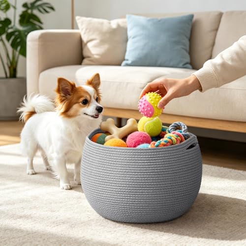 Goodpick Large Toy Storage for Kids, Woven Storage Basket for Nursery Living Room, Decorative Basket for Baby Boy Gifts, Gray, 15.7"D x 10.5"H - color: Gray, size: 15.7"D x 10.5"H