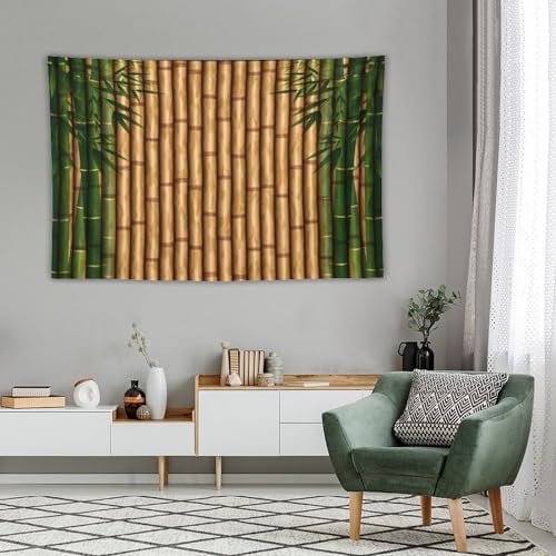 HZOHNAGO Bamboo Tapestry Retro Brown Bamboo Green Leaves Pattern Printed Wall Tapestry Painting Wall Hanging for Bedroom Living Room Dorm 60" W x 40" H - color: Bamboo-3, size: 60"L x 40"W