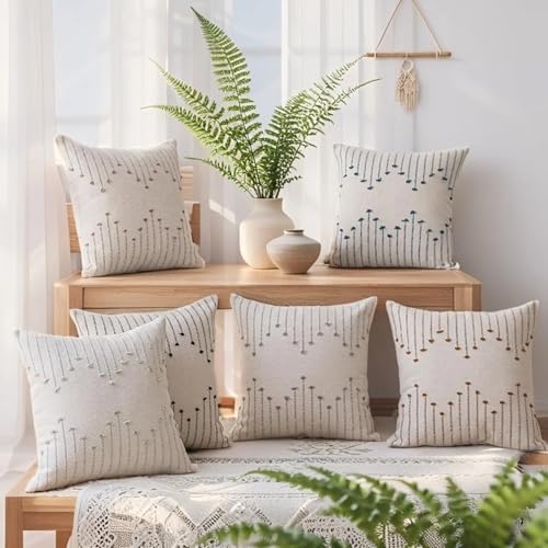 Boho Throw Pillow Covers 20x20 Set of 2,Soft Resistant Washable Outdoor | Navy Blue Textured Woven Cotton Decorative Cushion Covers with Hidden Zipper, for Couch Sofa Bed Patio Beach, Coastal Decor - color: Navy Blue, size: 20" x 20" (Pack of 2)