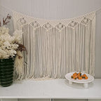 kiido Macrame Wall Hanging, Hanging Wall Tapestry Large Bohemian Wall Decoration Macrame Curtain fringe Backdrop Wall Decor for Wedding Living Room Bedroom Gallery, 38"x 33"