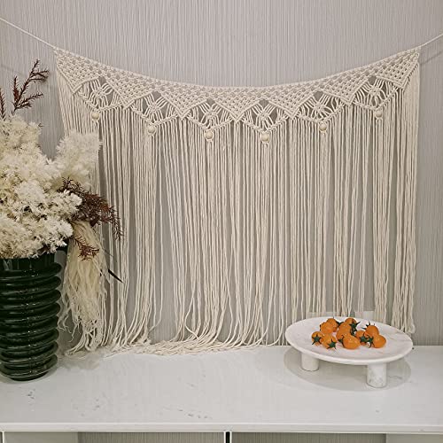 kiido Macrame Wall Hanging, Hanging Wall Tapestry Large Bohemian Wall Decoration Macrame Curtain fringe Backdrop Wall Decor for Wedding Living Room Bedroom Gallery, 38"x 33"