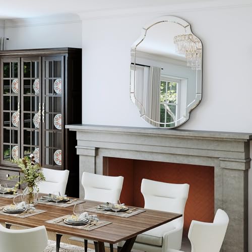 Decorative Mirrors for Wall Decor, 24" x 36" Large Beveled Wall Mirror for Living Rroom Dining Room Bathroom Bedroom Entryway, Vanity Mirror Hang Horizontally or Vertically - size: 36"L x 24"W