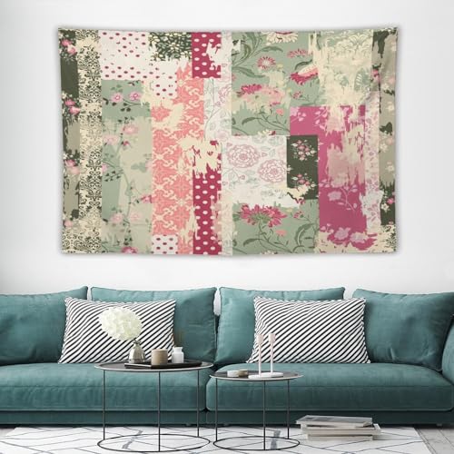 Kurtect Patchwork Flower Tapestry,Abstract Colorful Floral Retro Style Hand Drawn Tapestries for Party Beach Picnic Blankets Tablecloths Living Room Wall Deocr, 40x60 in - color: style-1, size: 60"L x 40"W
