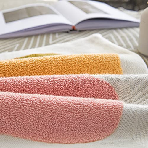 Modern Tufted Chic Pillowcase,Simple Soft Aesthetic Boho Throw Pillow Covers 18x18,Colorful Bohemian Embroidered Sham for Indoor Bed Home Living Room-1 Pcs(Pink Brown Peach) - color: Pink Brown Orange
