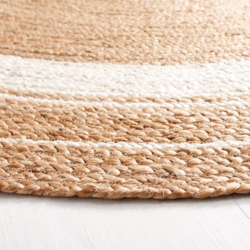SAFAVIEH Natural Fiber Collection Area Rug - 4' x 6' Oval, Natural & Ivory, Flat Weave Farmhouse Border Jute Design, Ideal for High Traffic Areas in Living Room, Bedroom (NF812A) - size: 4' x 6' (Oval)