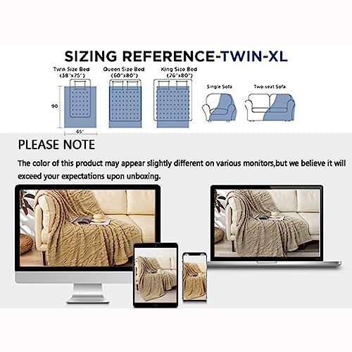 YUSOKI Sherpa Twin XL Blanket-3D Stylish Design Super Soft Fuzzy Cozy Warm Blanket Thick Plush Fluffy Furry Blankets for Teen Girls Women Couch Bed Sofa Chair Men Boys Gift(Tan,65"x90") - color: Tan-(without Pillows), size: Twin XL (65" x 90")