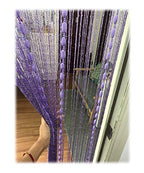 Door String Curtain Flat Silver Ribbon Thread with Shaggy Tassel Room Divider, 39’’x79’’ (Purple-style2) - color: Purple-style2