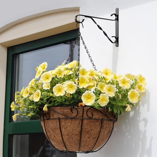 AMAGABELI GARDEN & HOME 2 Pack 10 inch Hanging Bracket Plant Bracket Plant Hanger Outdoor Hangers Flower Bird Feeder Plant Hooks Hangers Lanterns Garden for Indoor Wall Screw Mount Black BG1571 - size: 10 Inch, style: 2-Pack Twist Hook 2