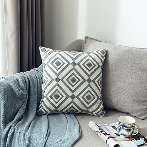 Boho Decorative Throw Pillow Cover Geometric Tufted Cotton Pillowcase Super Soft Pillow Sham Cushion Case for Sofa Couch Bedroom Living Room (Type D,18"x18") - color: Type D
