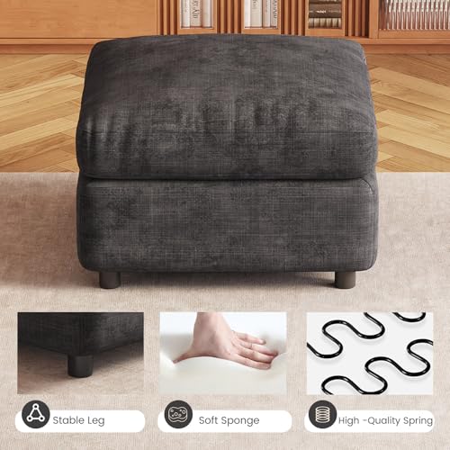 Guyii Dark Gray Storage Ottoman Square Sofa Footrest Stool Removal Stool Pouf Ottomans Upholstery Stool for Living Room Bedroom Office - color: Dark Gray, size: ottoman