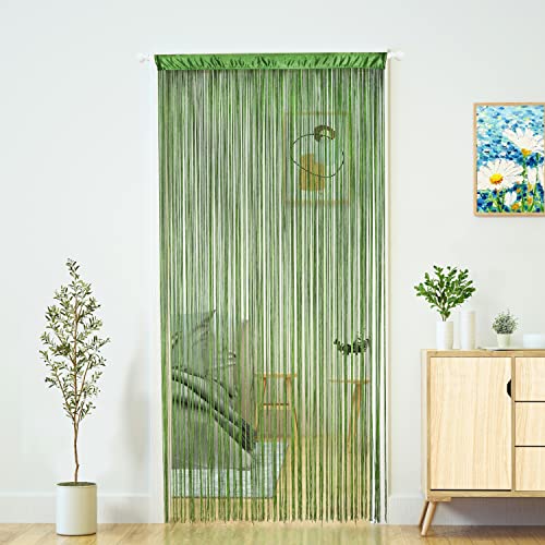 YaoYue Doorway String Curtain Door Curtains,Boho Hippie Hanging Fringe Room Divider for Patio Bedroom Closet Kitchen Laundry,Room Window Wall Door Decor(39×79in/100×200cm,Green) - color: Grass Green, size: 39"W x 79"L (Pack of 1)